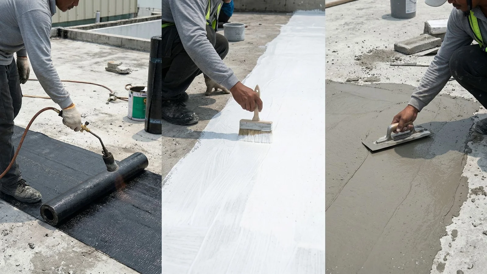 Comparison of waterproofing systems applied on a Malaysian concrete roof slab